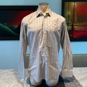 PINK Thomas Pink 16.5 Super Slim Plaid Button Down Dress Shirt